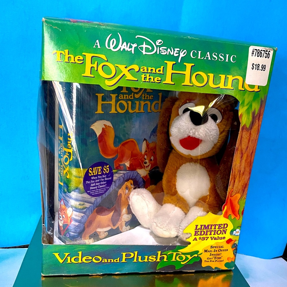 WALT DISNEY CLASSIC 1994 NEW THE FOX AND THE HOUND VIDEO PLUSH LIMITED EDITION